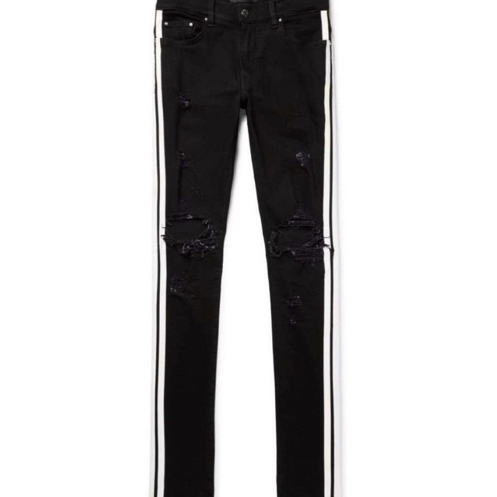 Amiri Track Flocked Jeans Black/White
